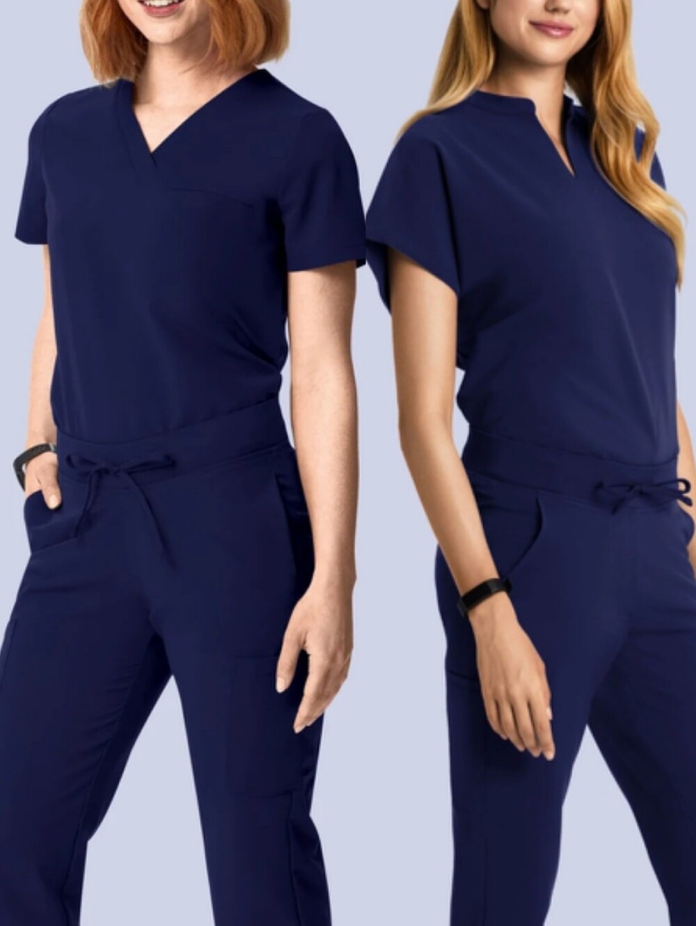 Mandala 2 Tops Set 1 Pocket And Mandarin Dolman Sleeve Scrub Tops Navy